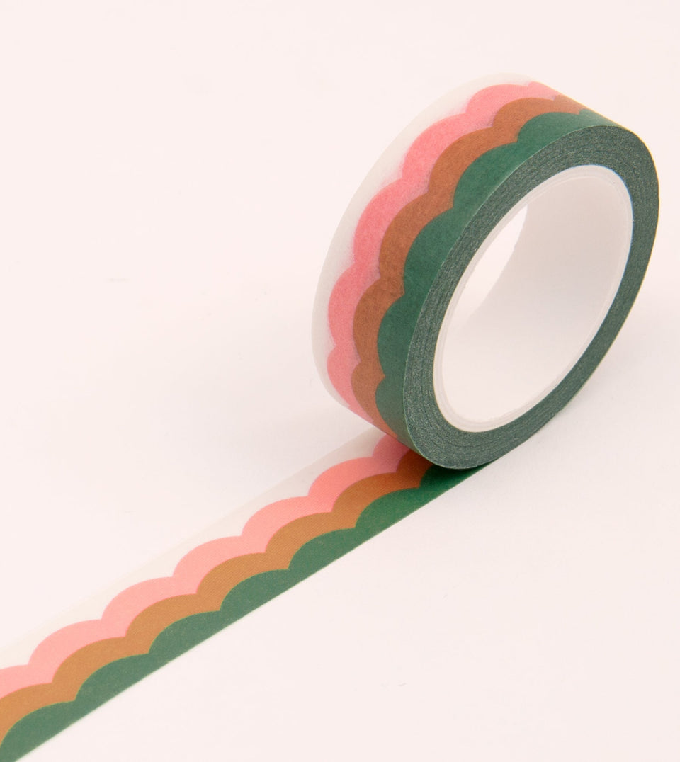 Scallop Pattern Washi Tape - Green and Pink - MT16-C - Clap Clap