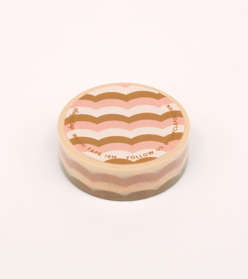 Scallop Pattern Washi Tape - Pink and Honey - MT15-C - Clap Clap