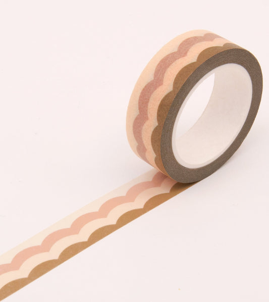 Scallop Pattern Washi Tape - Pink and Honey - MT15-C - Clap Clap