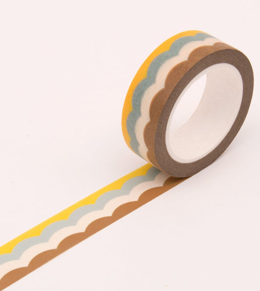 Scallop Pattern Washi Tape - Yellow and Baby Blue - MT14-C - Clap Clap