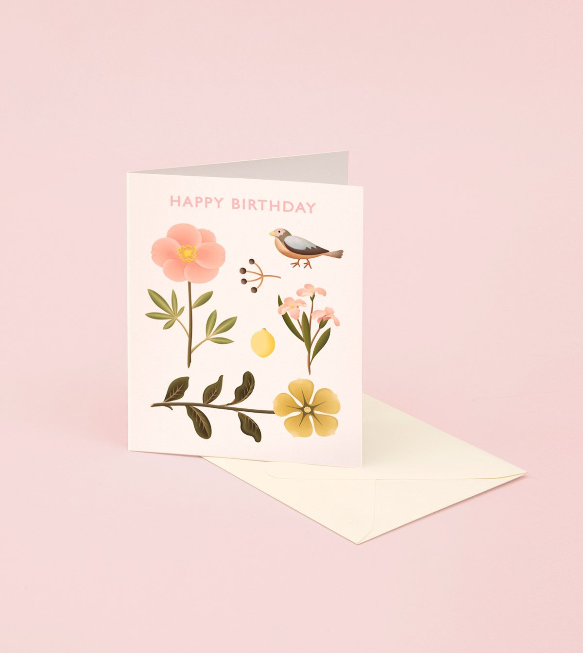 Sparrow Botanical Birthday Card - GB14 - Clap Clap