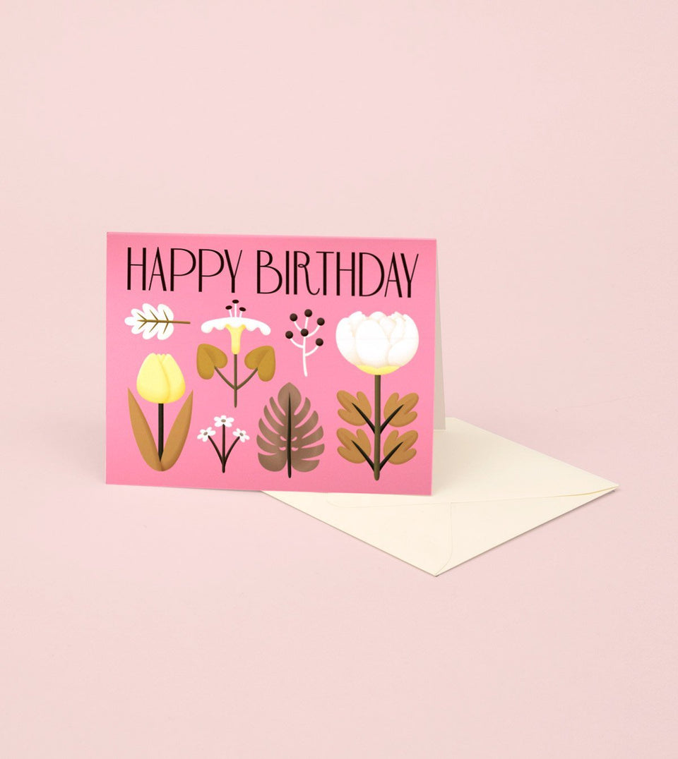 Vintage Flowers Birthday Card - GB18 - Clap Clap
