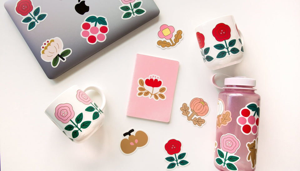 Waterproof Aesthetic Sticker - Pink Peony - STK08 - Clap Clap