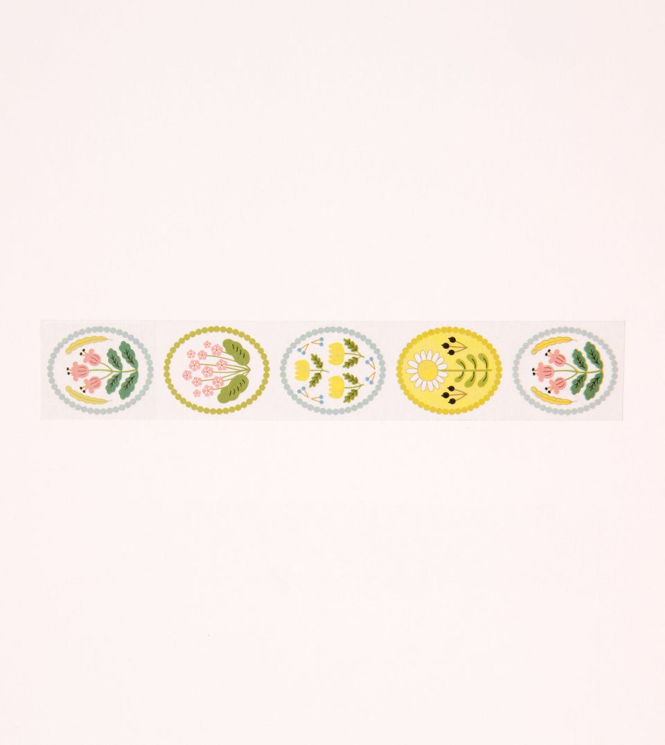 White Floral Emblem Washi Tape - 25mm - MTL02-C - Clap Clap