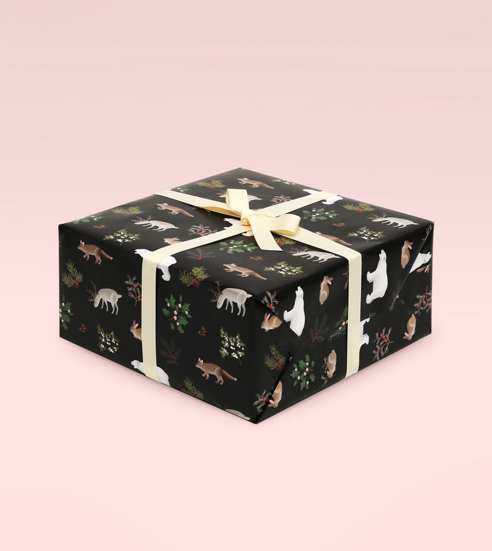 Black Holiday Animals Wrapping Paper - WR08 - Clap Clap